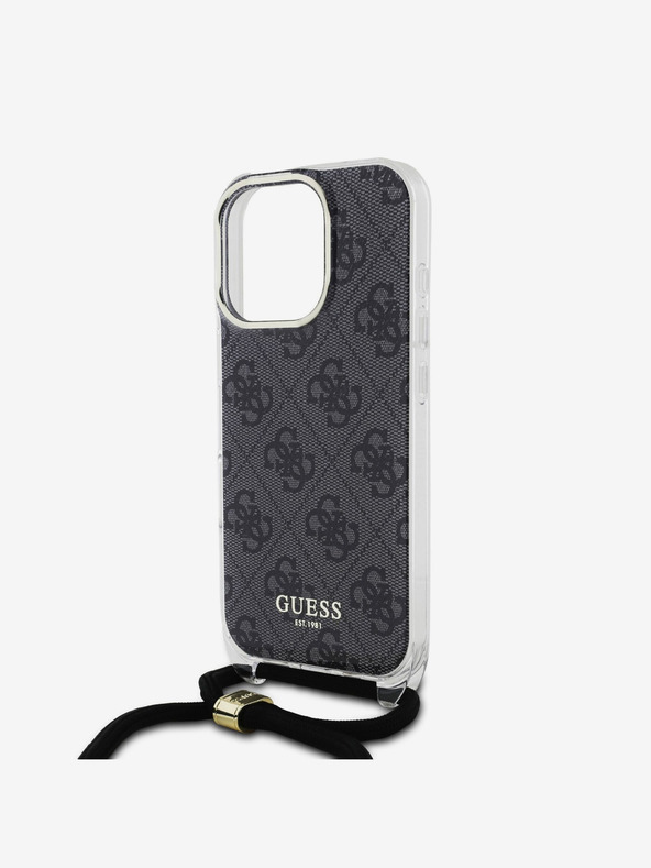 Guess Guess IML 4G Printed Crossbody Popruh Zadní Kryt pro iPhone 16 Pro Black