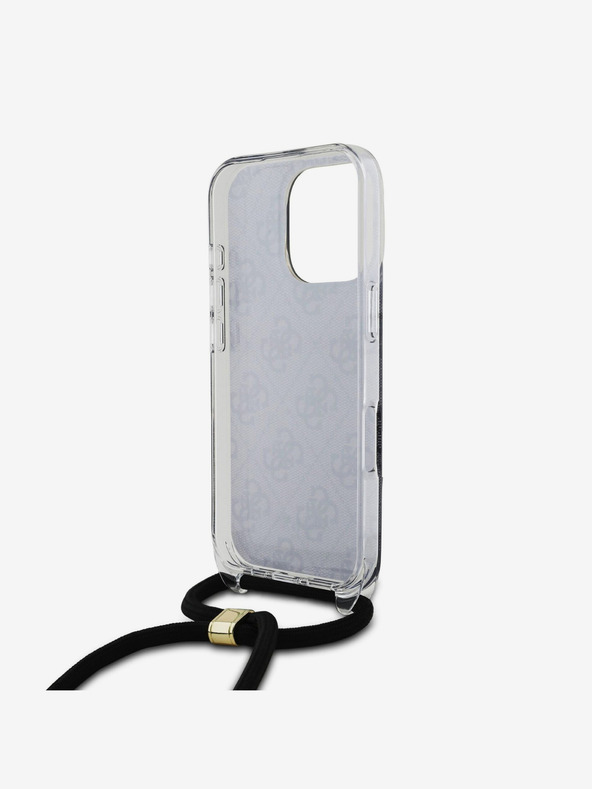 Guess Guess IML 4G Printed Crossbody Popruh Zadní Kryt pro iPhone 16 Pro Black