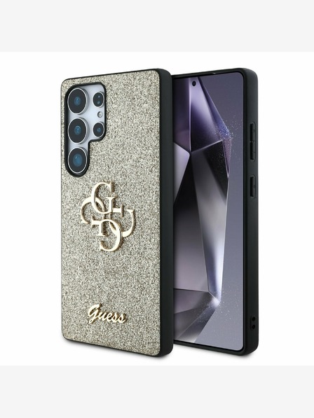 Guess Guess PU Fixed Glitter 4G Metal Logo Zadní Kryt pro Samsung Galaxy S25 Ultra Gold