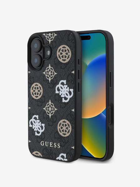 Guess Guess PU 4G Peony MagSafe Zadní Kryt pro iPhone 16 Black