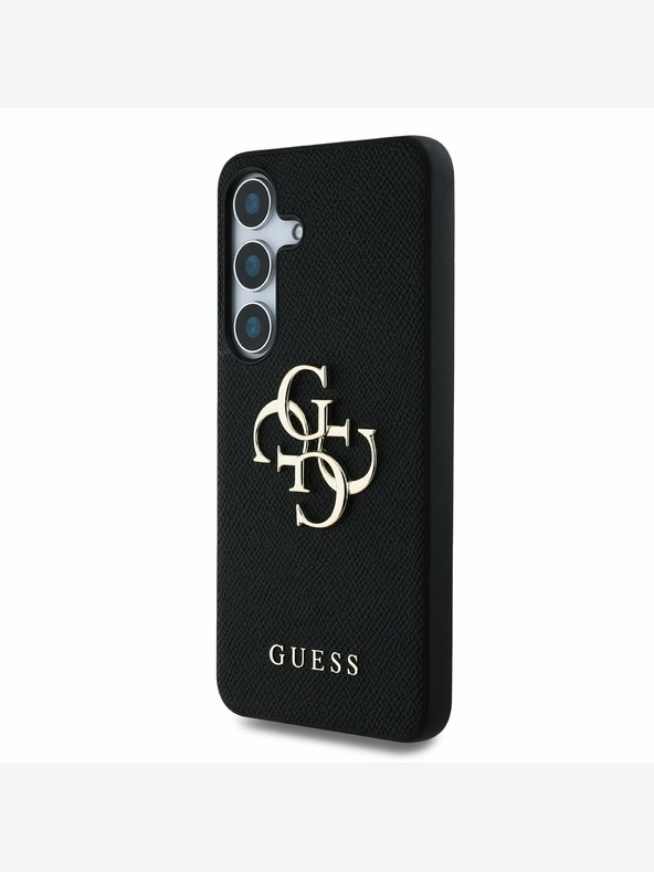 Guess Guess PU Grained 4G Metal Logo Zadní Kryt pro Samsung Galaxy S25 Black