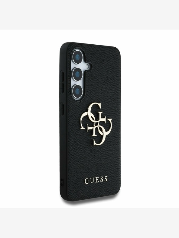 Guess Guess PU Grained 4G Metal Logo Zadní Kryt pro Samsung Galaxy S25 Black