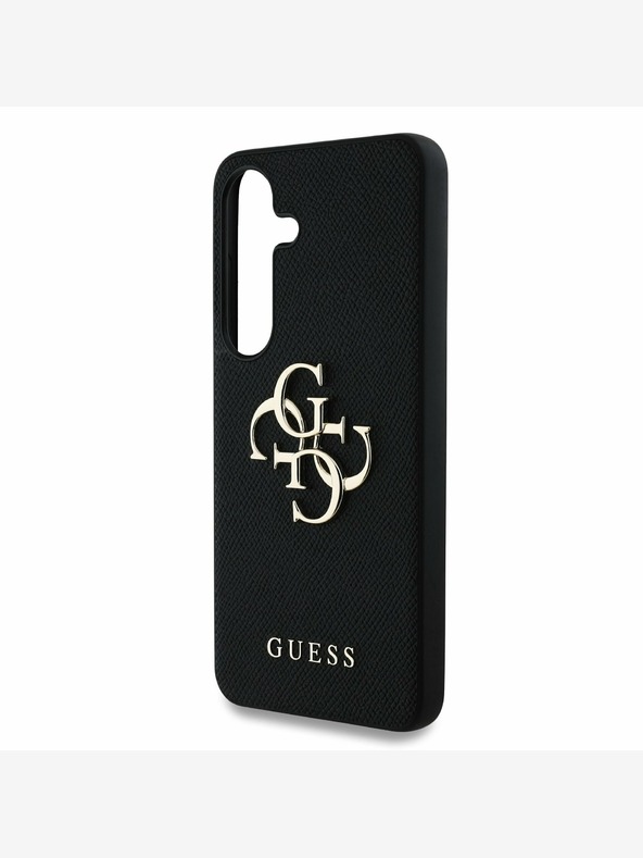 Guess Guess PU Grained 4G Metal Logo Zadní Kryt pro Samsung Galaxy S25 Black