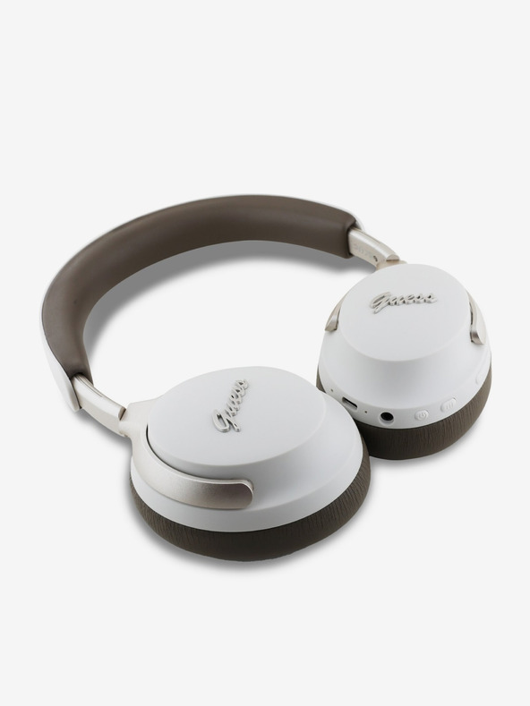 Guess Guess PU Leather Script Logo ANC/ENC Bezdrátová Sluchátka Beige