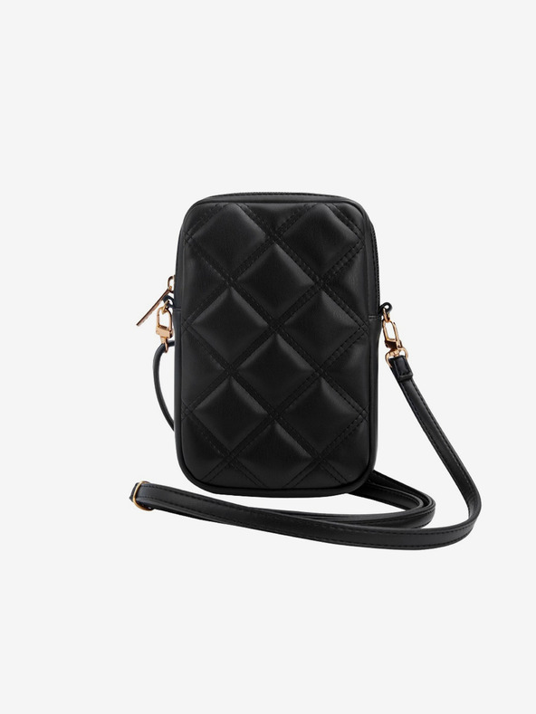 Guess Guess PU Quilted 4G Metal Logo Taška na Telefon se Zipem Black
