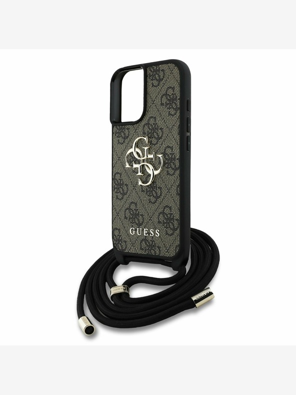 Guess Guess PU 4G Metal Logo Crossbody Popruh Zadní Kryt pro iPhone 16 Brown