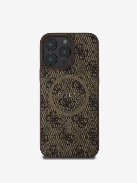 Guess Guess PU Leather 4G Colored Ring MagSafe Zadní Kryt pro iPhone 16 Pro Brown