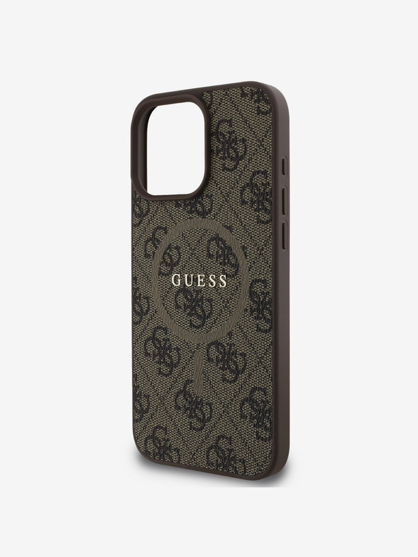 Guess Guess PU Leather 4G Colored Ring MagSafe Zadní Kryt pro iPhone 16 Pro Brown