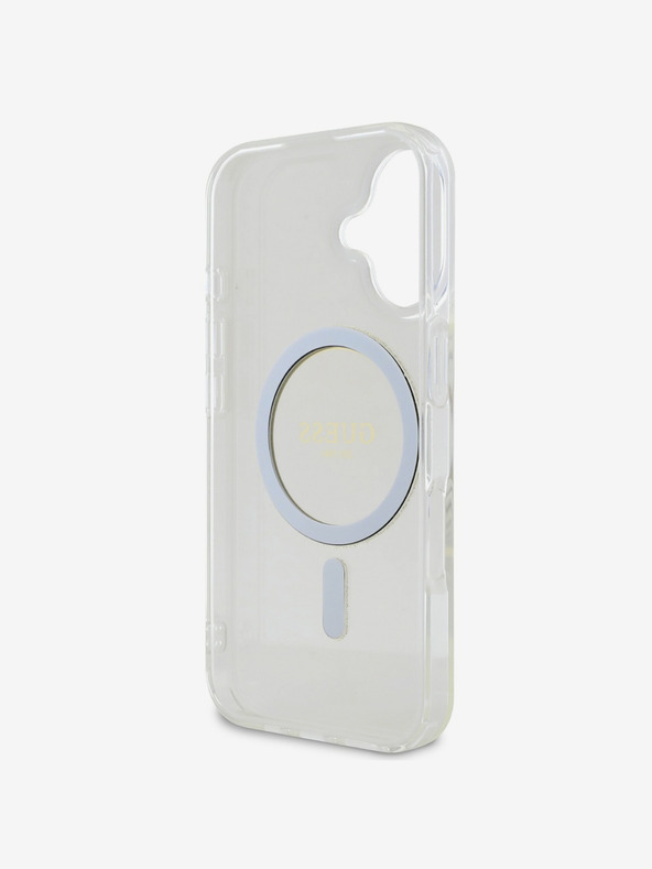 Guess Guess IML Glitter Ring MagSafe Zadní Kryt pro iPhone 16 Plus Transparent