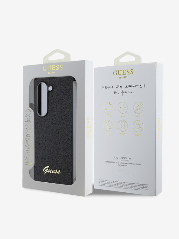 Guess Guess PC/TPU Glitter Flakes Metal Logo Zadní Kryt pro Samsung Galaxy Z Fold 6 Black
