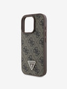 Guess Guess PU 4G Strass Triangle Metal Logo Zadní Kryt pro iPhone 16 Pro Brown