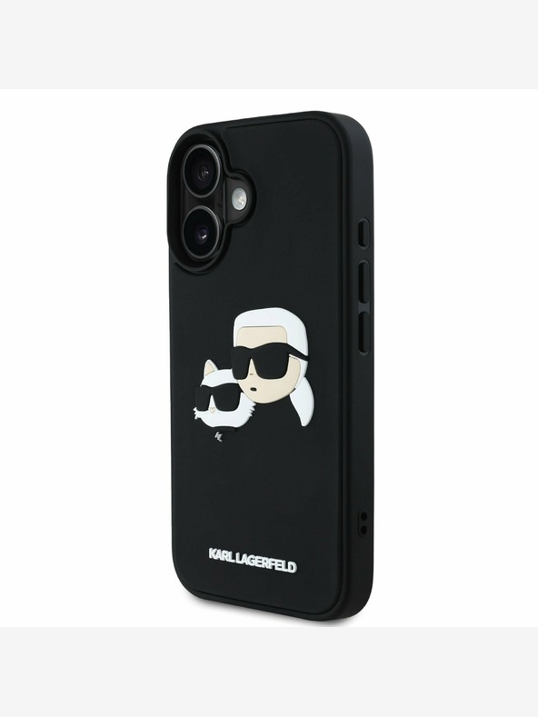 Karl Lagerfeld Karl Lagerfeld 3D Rubber Double Heads Zadní Kryt pro iPhone 16 Black