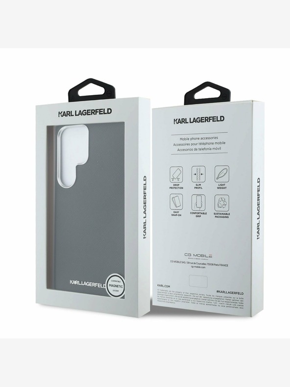 Karl Lagerfeld Karl Lagerfeld PU Saffiano Metal Logo and Frame Zadní Kryt pro Samsung Galaxy S25 Ultra Black