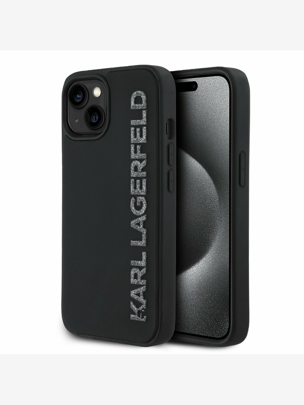 Karl Lagerfeld Karl Lagerfeld 3D Rubber Glitter Logo Zadní Kryt pro iPhone 13 Black