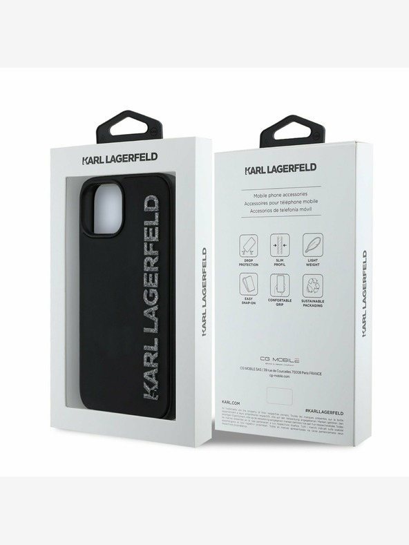 Karl Lagerfeld Karl Lagerfeld 3D Rubber Glitter Logo Zadní Kryt pro iPhone 13 Black