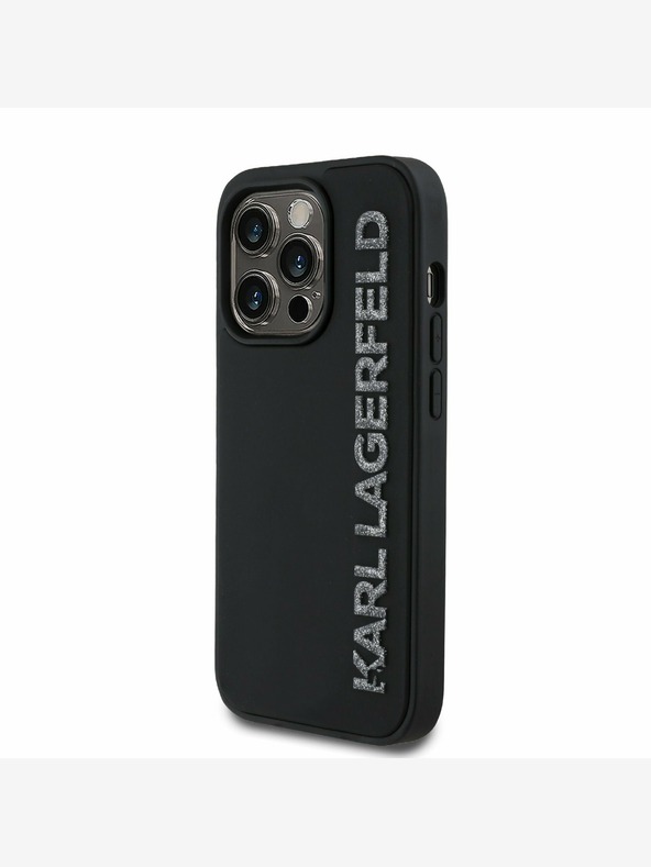 Karl Lagerfeld Karl Lagerfeld 3D Rubber Glitter Logo Zadní Kryt pro iPhone 13 Pro Black