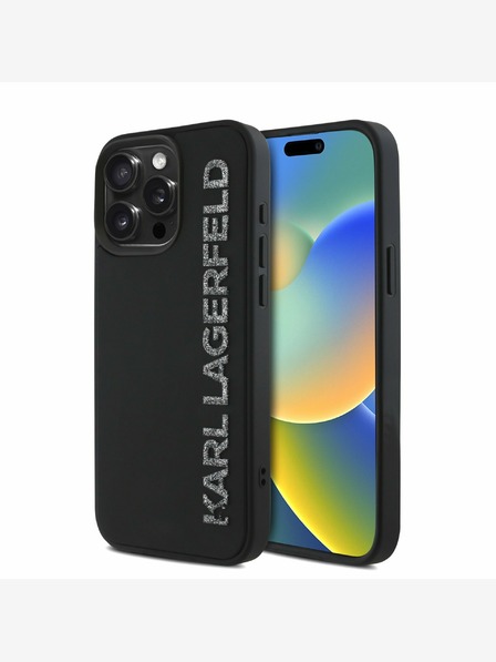 Karl Lagerfeld Karl Lagerfeld 3D Rubber Glitter Logo Zadní Kryt pro iPhone 15 Pro Max Black