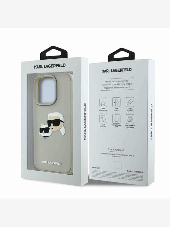 Karl Lagerfeld Karl Lagerfeld 3D Rubber Double Heads Zadní Kryt pro iPhone 16 Pro Beige