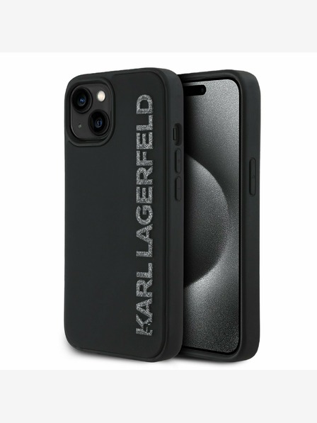 Karl Lagerfeld Karl Lagerfeld 3D Rubber Glitter Logo Zadní Kryt pro iPhone 14 Black