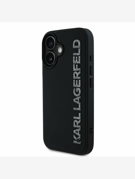 Karl Lagerfeld Karl Lagerfeld 3D Rubber Glitter Logo Zadní Kryt pro iPhone 16 Black