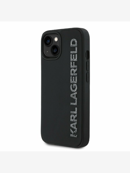 Karl Lagerfeld Karl Lagerfeld 3D Rubber Glitter Logo Zadní Kryt pro iPhone 15 Black