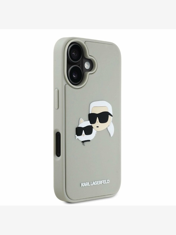 Karl Lagerfeld Karl Lagerfeld 3D Rubber Double Heads Zadní Kryt pro iPhone 16 Beige