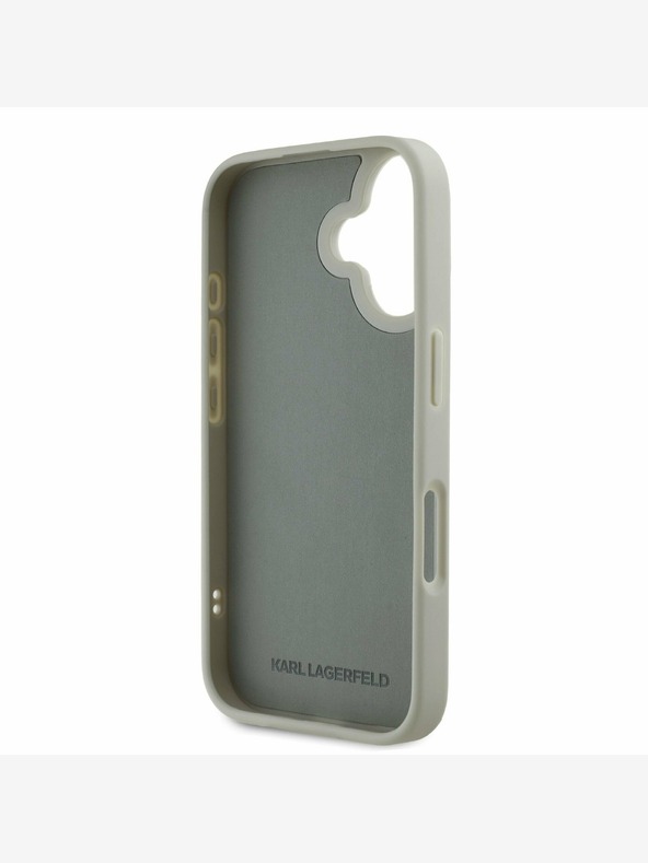 Karl Lagerfeld Karl Lagerfeld 3D Rubber Double Heads Zadní Kryt pro iPhone 16 Beige