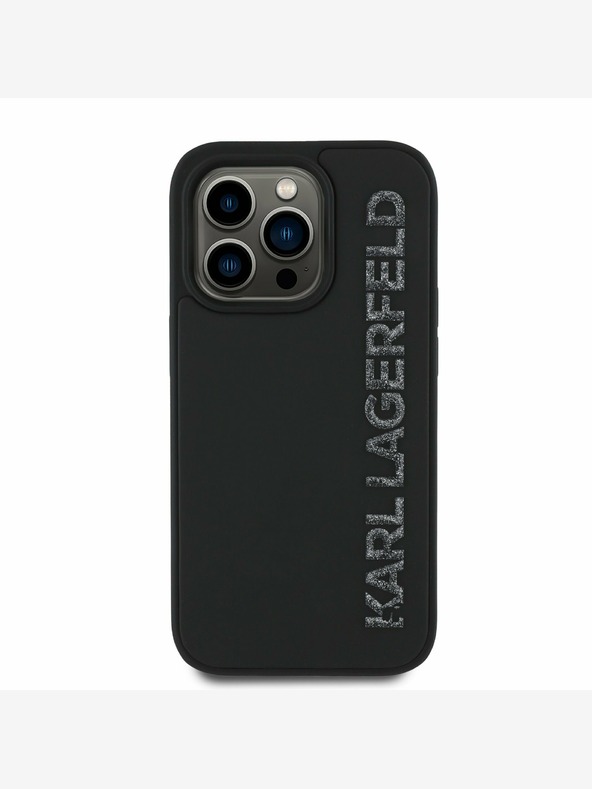 Karl Lagerfeld Karl Lagerfeld 3D Rubber Glitter Logo Zadní Kryt pro iPhone 14 Pro Black
