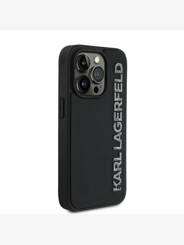 Karl Lagerfeld Karl Lagerfeld 3D Rubber Glitter Logo Zadní Kryt pro iPhone 14 Pro Black