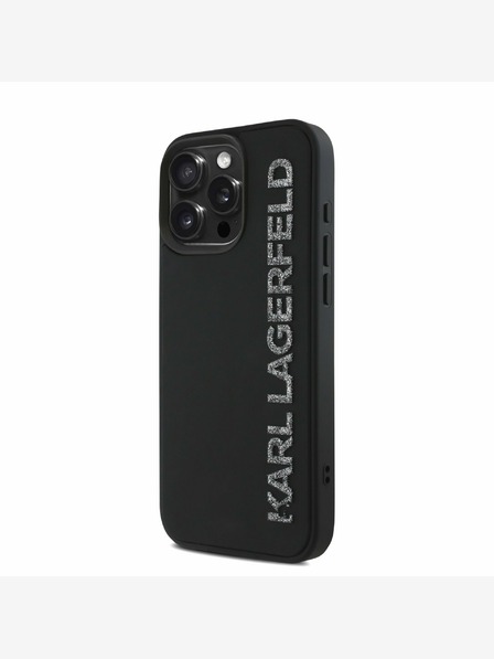 Karl Lagerfeld Karl Lagerfeld 3D Rubber Glitter Logo Zadní Kryt pro iPhone 15 Pro Black