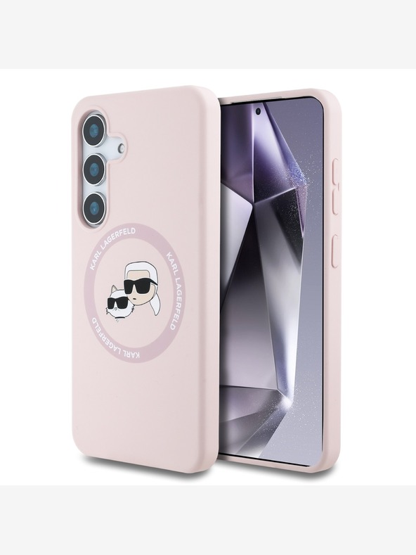 Karl Lagerfeld Karl Lagerfeld Liquid Silicone K&CH Heads MagSafe Zadní Kryt pro Samsung Galaxy S25+ Pink