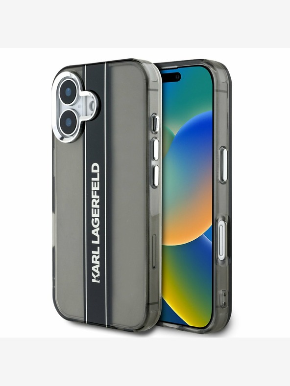 Karl Lagerfeld Karl Lagerfeld IML Stripe Logo Zadní Kryt pro iPhone 16 Black