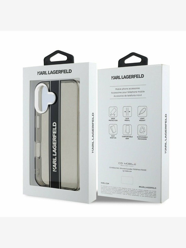 Karl Lagerfeld Karl Lagerfeld IML Stripe Logo Zadní Kryt pro iPhone 16 Black