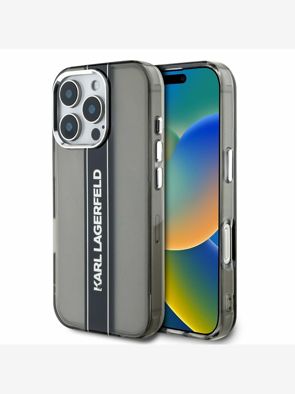 Karl Lagerfeld Karl Lagerfeld IML Stripe Logo Zadní Kryt pro iPhone 16 Pro Black