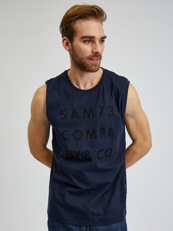 Sam 73 Tmavě modré pánské tílko s nápisem SAM 73 Edgar