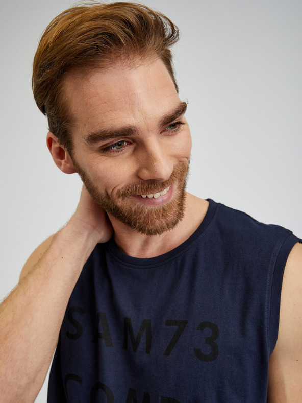 Sam 73 Tmavě modré pánské tílko s nápisem SAM 73 Edgar