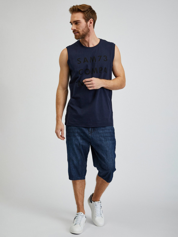 Sam 73 Tmavě modré pánské tílko s nápisem SAM 73 Edgar