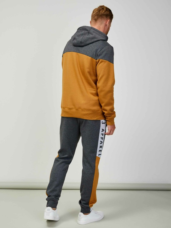 Sam 73 Šedo-hnědá pánská mikina s kapucí SAM 73 Eldos