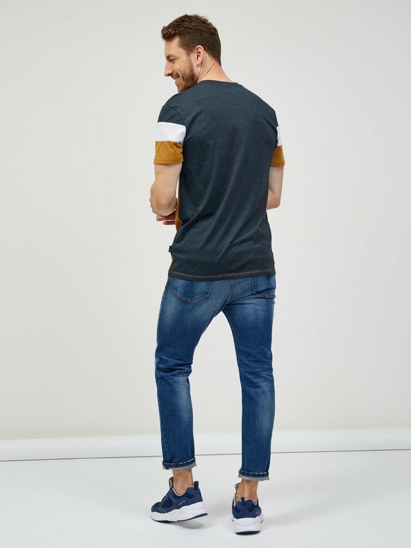 Sam 73 Šedo-hnědé pánské tričko SAM 73 Kavix