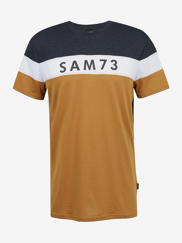 Sam 73 Šedo-hnědé pánské tričko SAM 73 Kavix