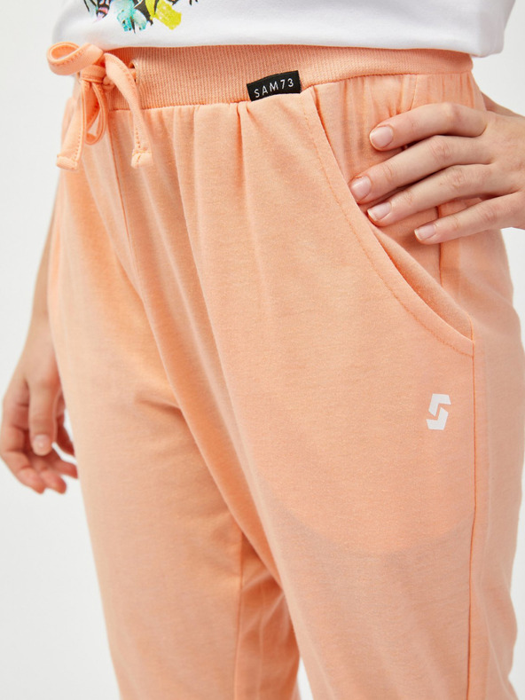 Sam 73 Meruňkové holčičí tříčtvrteční tepláky SAM73 Rudolph