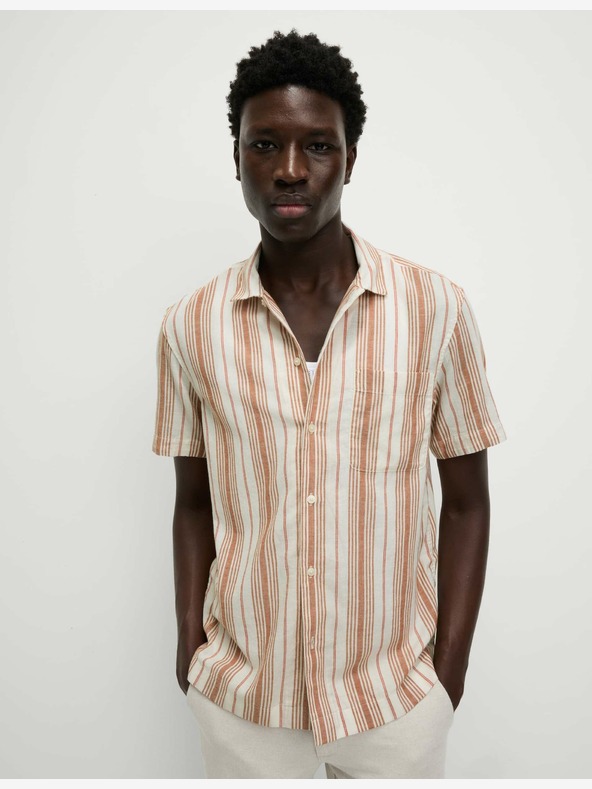 Marks & Spencer Pruhovaná košile z čisté bavlny, snadné žehlení Marks & Spencer oranžová