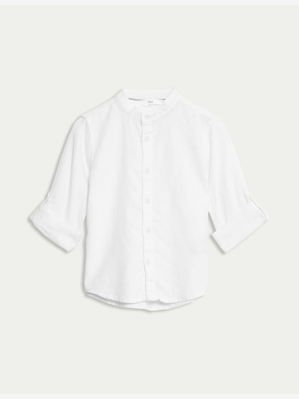Marks & Spencer Košile bez límečku, s vysokým podílem lnu (1–8 let) Marks & Spencer bílá