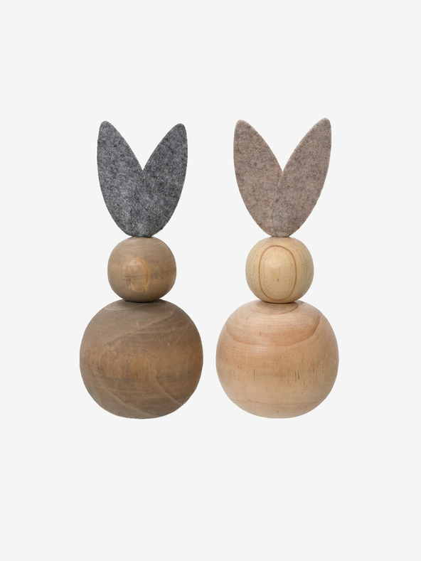 Kaemingk Sada dvou dřevěných dekorací ve tvaru králíka Kaemingk (2 ks)