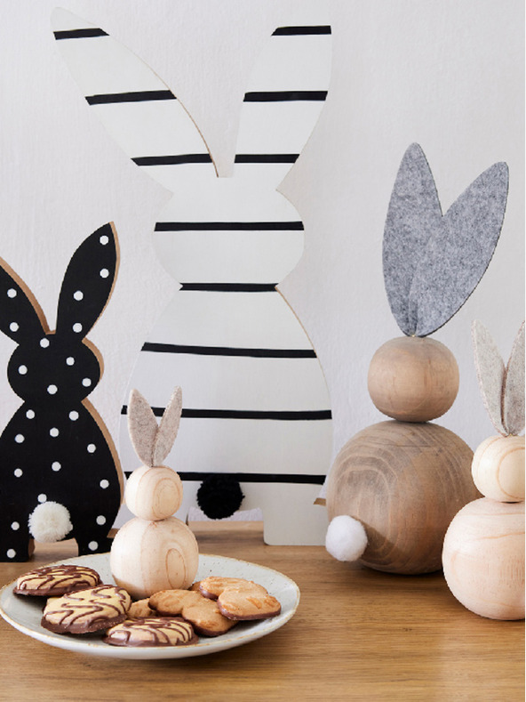 Kaemingk Sada dvou dřevěných dekorací ve tvaru králíka Kaemingk (2 ks)