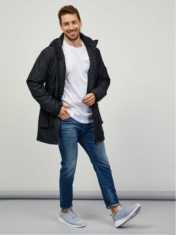 Sam 73 Černý pánský kabát SAM 73 Edward