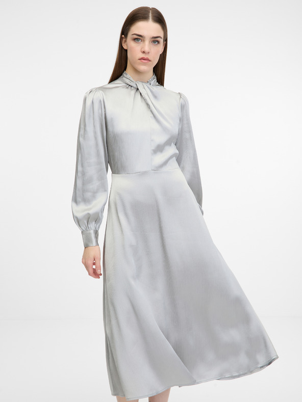 Orsay Stříbrné dámské midi šaty ORSAY