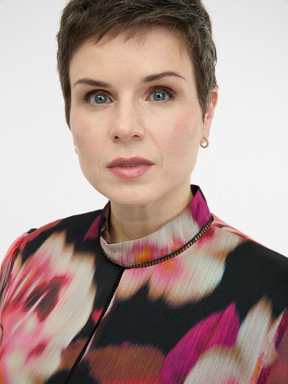 Orsay Červené vzorované dámské šaty ke kolenům ORSAY