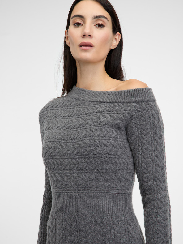 Orsay Šedé dámské pouzdrové midi šaty ORSAY