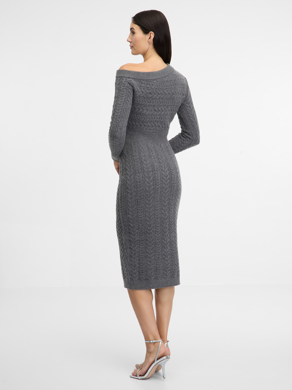 Orsay Šedé dámské pouzdrové midi šaty ORSAY